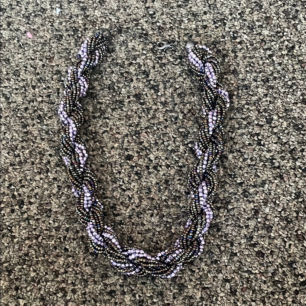 Elegant Black and Purple Beaded Necklace